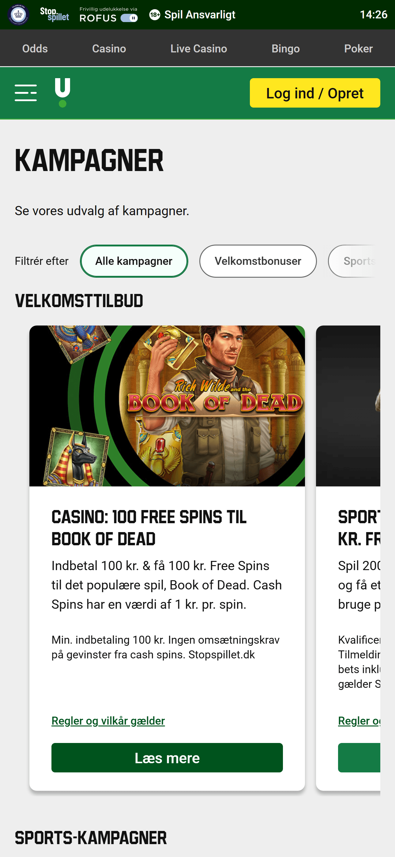 Unibet kampagner og bonusser